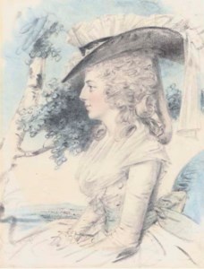 Portrait of a lady, half-length, observed from her left, wearing an elaborate headdress