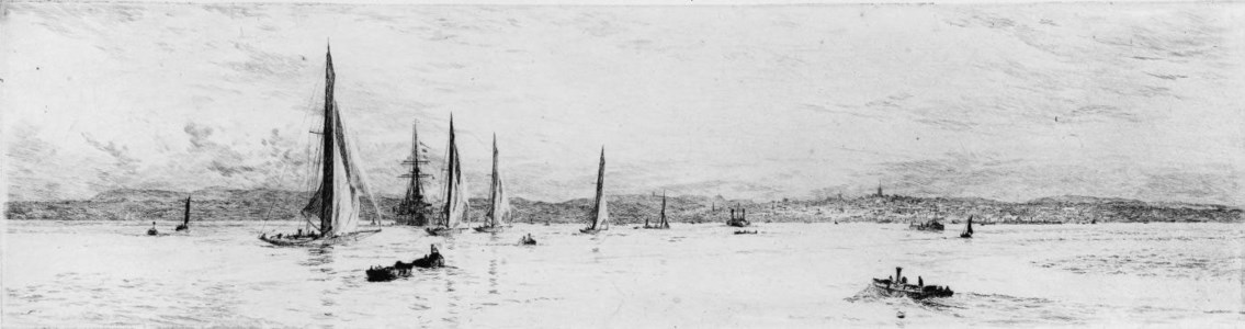 Racing yachts drifting along on the tide