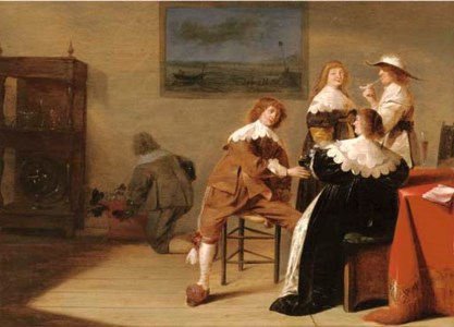 Elegant company drinking in an interior