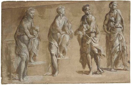 Four studies of Saint John the Baptist holding a lamb