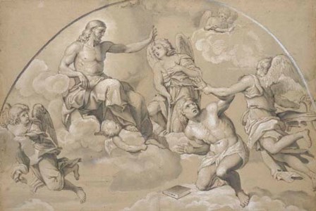 A captive brought before the throne of Christ