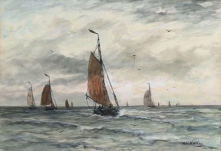 Bomschuiten on open sea, Scheveningen