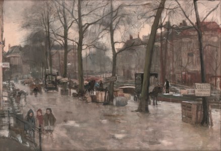 The Bierkade, The Hague with freight vessels from Amsterdam, Utrecht and Leiden