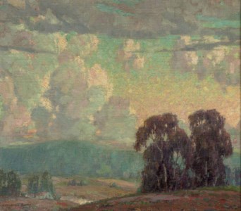 Evening sky: a hilly landscape