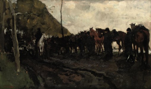 Rustende cavalerie: cavalry at rest on the Beeklaan, Loosduinen