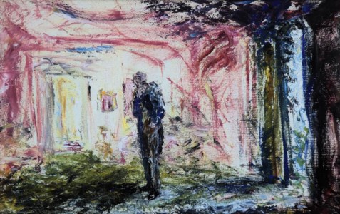 Man in a room thinking