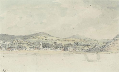 A coastal town viewed from the sea (illustrated); and View of the cliffs