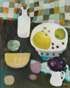 A Bowl of Fruit and Violets