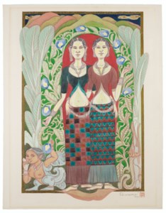 Girls with Aparajita Flowers