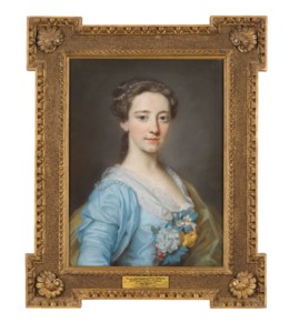 Portrait of Frances (1708-1756), eldest daughter of 1st Earl Bathurst, half-length, in a pale blue dress with yellow wrap