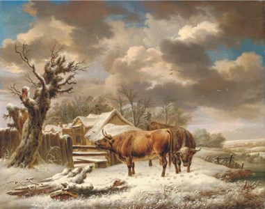 Livestock in a winter landscape
