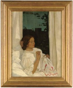 The Window Seat, An Evening at Home (Portrait of the artist's wife)