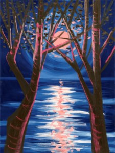 Moon (Blue Night, Pink Glowing Trees, August, Cushing, Again), 2021