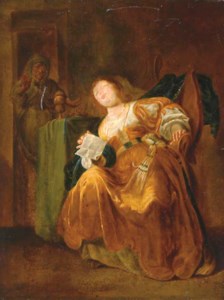 Bathsheba receiving a letter from King David