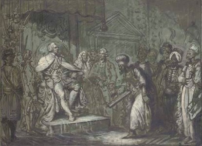 His Majesty King George III and Officers of State receiving the Turkish ambassador and suite