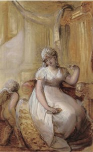 A lady at her toilet