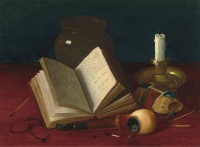 Still Life with a Pipe, Candlestand and Book