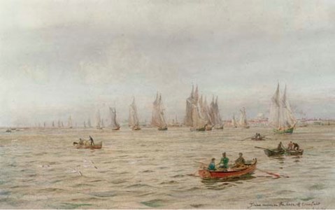 Timber carriers on the Neva off Cronstadt, Russia