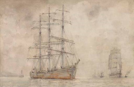 A windjammer lying at anchor