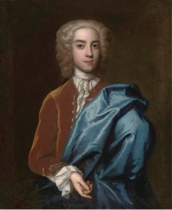 Portrait of a gentleman, half-length, in a brown velvet coat with a cloak