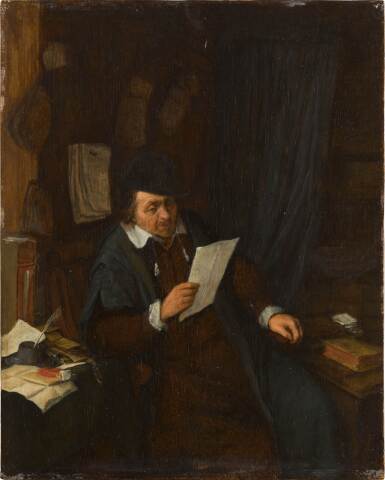 A lawyer reading a letter