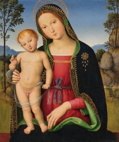 GIOVANNI DI PIETRO, CALLED LO SPAGNA, The Virgin and Child in a landscape