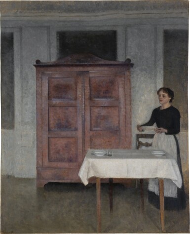 Vilhelm Hammershøi, Interior, setting the table