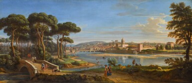 Florence, a view of the city from the right bank of the River Arno looking towards the Ponte alla Carraia