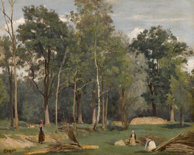Ville d'Avray - bucheronnes dans une prairie au bord des bois