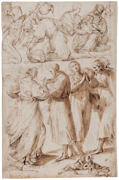 Recto: A sheet of studies of standing, seated and reclining figures and the Madonna and Child seated; Verso: Saint Margaret and other figures