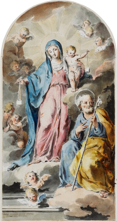 A vision of the Madonna and Child with Saint Dominic