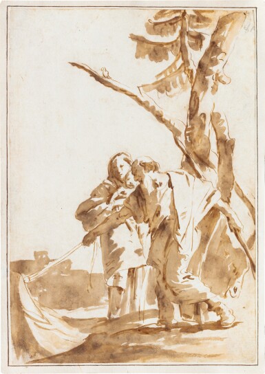 The Flight into Egypt, Joseph pulling the boat to the shore