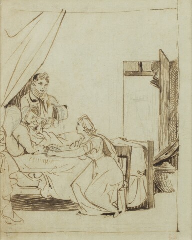 Recto : La visite du médecin ; Verso : Etudes de chevaux