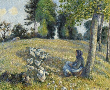 Gardeuse d'oies assise