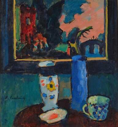 Stilleben mit Ruinenlandschaft (Still Life with a Landscape with Ruins)