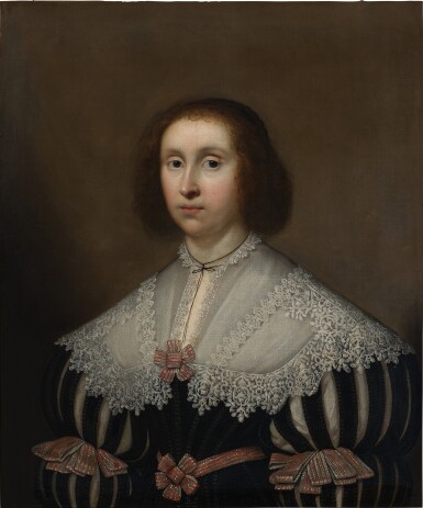 Portrait of a lady in a black dress and white lace collar