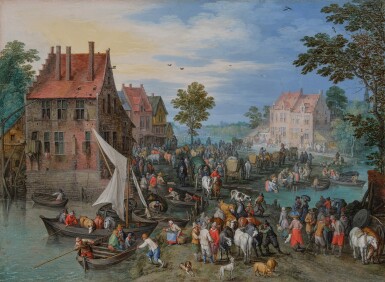 Jan Brueghel the Elder, A village landscape with a market