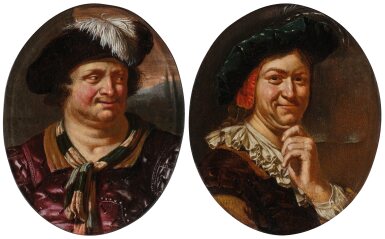 Portrait of a man with white feathered hat; Portrait of a man with feathered beret