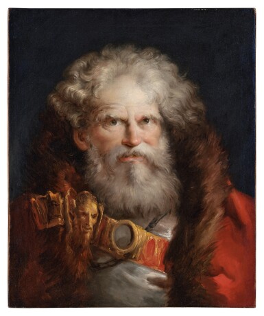 Head of a bearded man wearing a fur collared coat