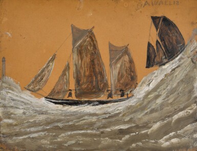 Stormy Sea with Two Sailing Vessels and a Lighthouse