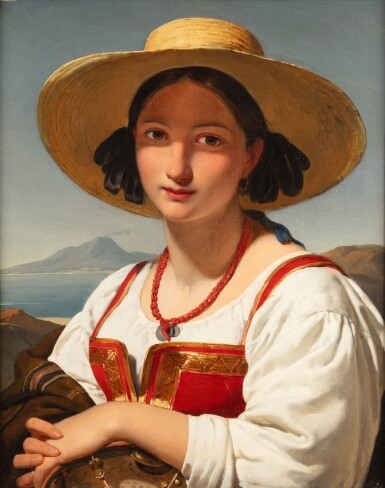 A Young Neapolitan Girl before the Mount Vesuvius