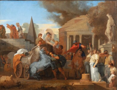 Lucius Albinus giving up his chariot to the vestals during the sack of Rome in 390 B.C. | Lucius Albinus offrant son attelage aux vestales durant le sac de Rome en 390 avant Jésus-Christ