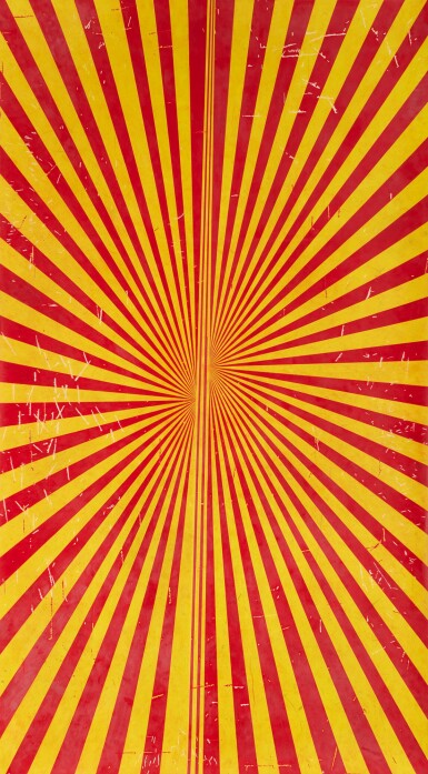 Mark Grotjahn, Untitled (Crimson Red and Canary Yellow Butterfly 798)