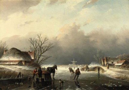 Figures on a frozen river