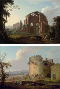 The Temple of Minerva, Rome; and The Tomb of Cecilia Metella on the via Appia