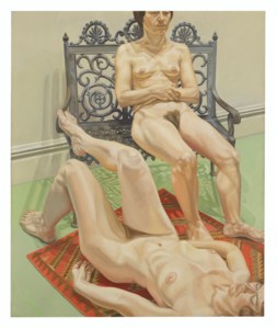 Two Female Models with Iron Bench