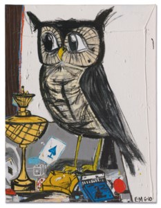 Eddie Martinez, Owl with Still Life