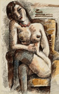 Femme nue assise dans un fauteuil