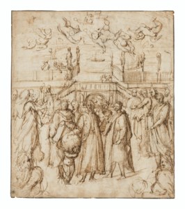 Allegorical scene with five Tuscan poets