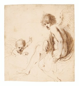Seated angel with a putto